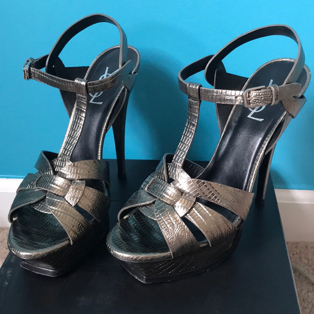 Saint Laurent Tobas platform strapped heel